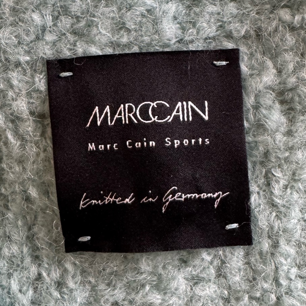 Marc Cain Sport Teal Alpaca Wool V-Neck Chunky Knit Sweater Oversized Small - Picture 7 of 14